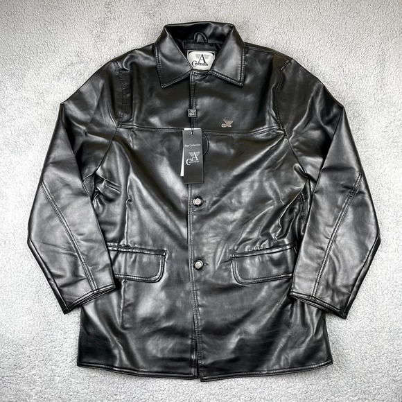 A Collezioni Collection Faux Leather Jacket BLACK SZ Medium NEW Excellent A+++‎ - Picture 1 of 15